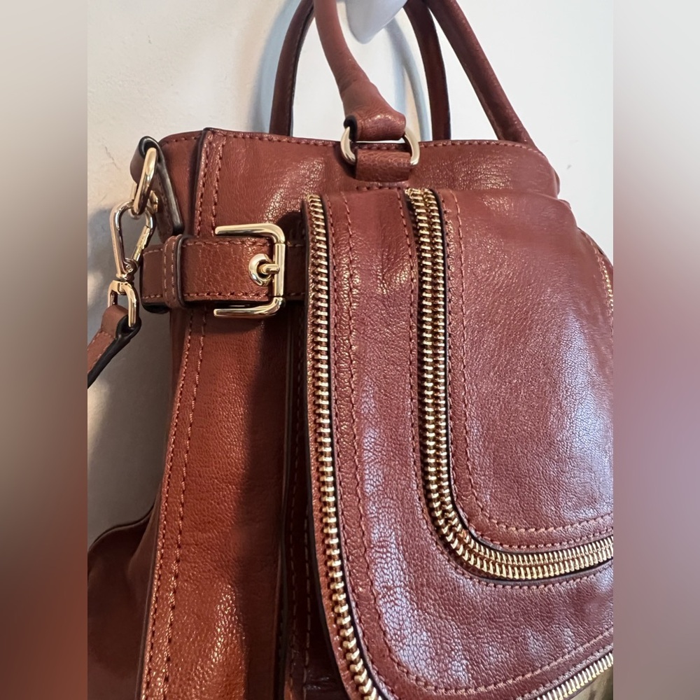 Michael by Michael Kors Naomi Cognac Leather Satchel / Crossbody Bag. EUC - Picture 5 of 10
